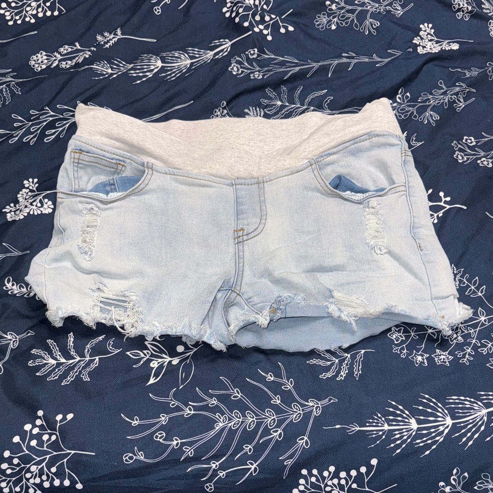 SHEIN Light Blue Ripped Jean Shorts